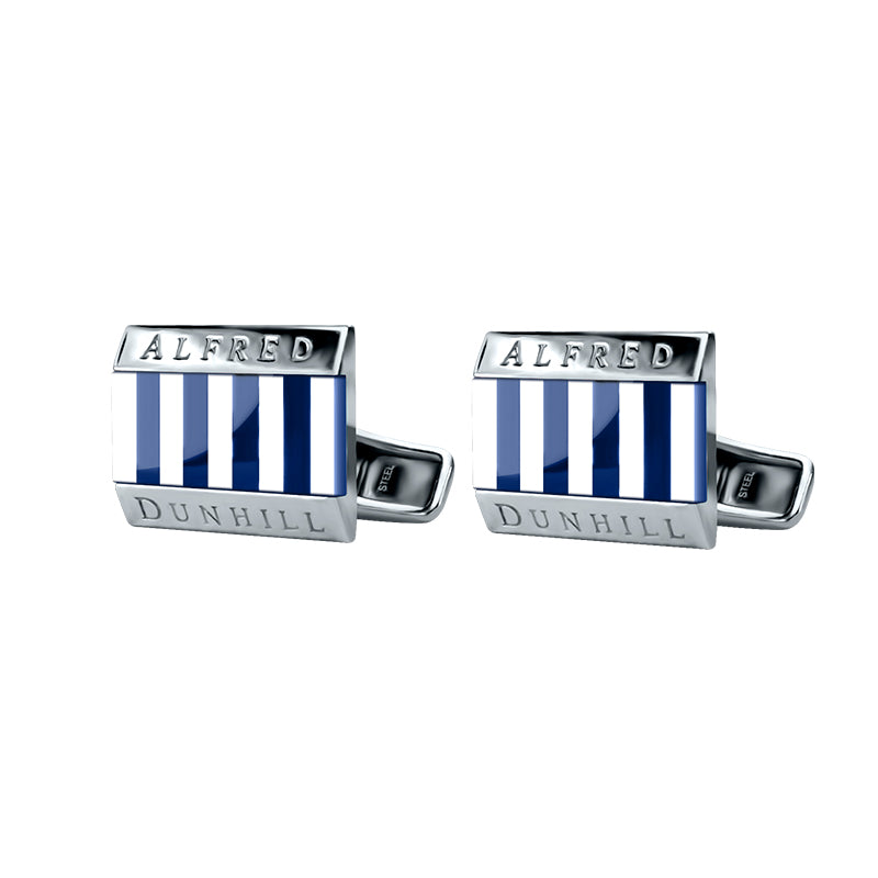 ALFRED DUNHILL  <p>  Cufflinks Facet square pinstripe blue </p> <p>  Sterling silver, white mother of pearl & sodalite </p> <p> <FONT SIZE=2>  JLL8293H </font> </p>