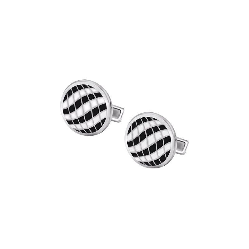 ALFRED DUNHILL  <p>  Cufflinks Jester blk   </p> <p>  925 silver, black and white enamel </p> <p> <FONT SIZE=2> JYF8252H </font> </p>
