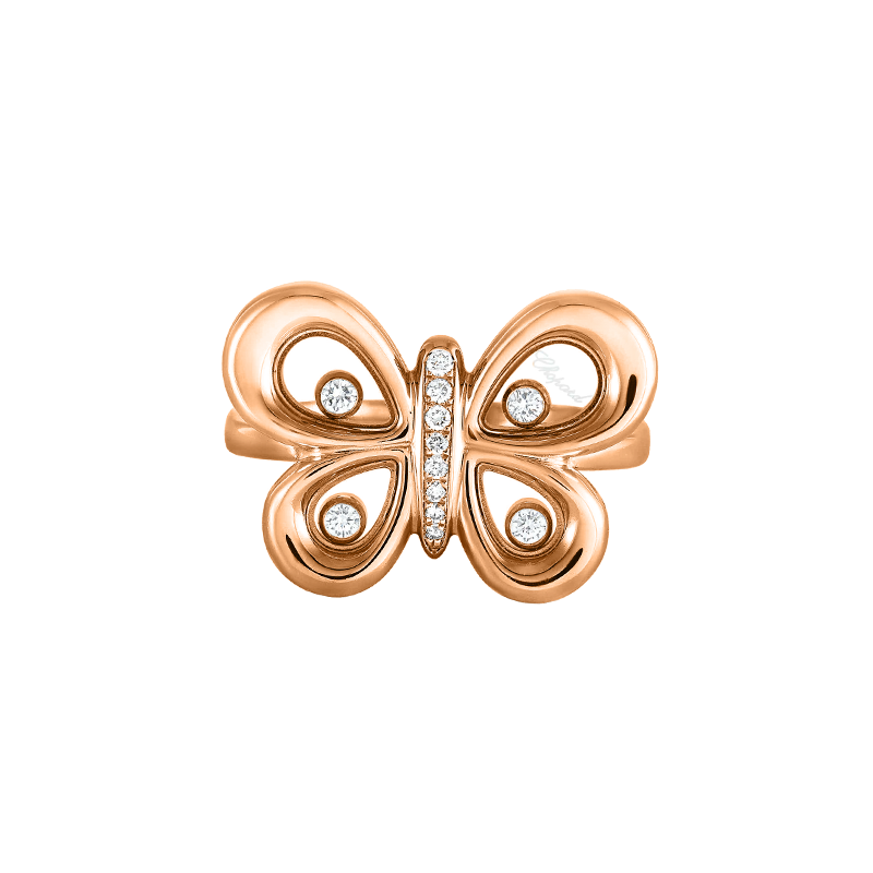 CHOPARD  <p> Ring  Happy Butterflies </p> <p> 18k Rose gold and diamond </p> <p> <FONT SIZE=2>  829511-5210 </font> </p>